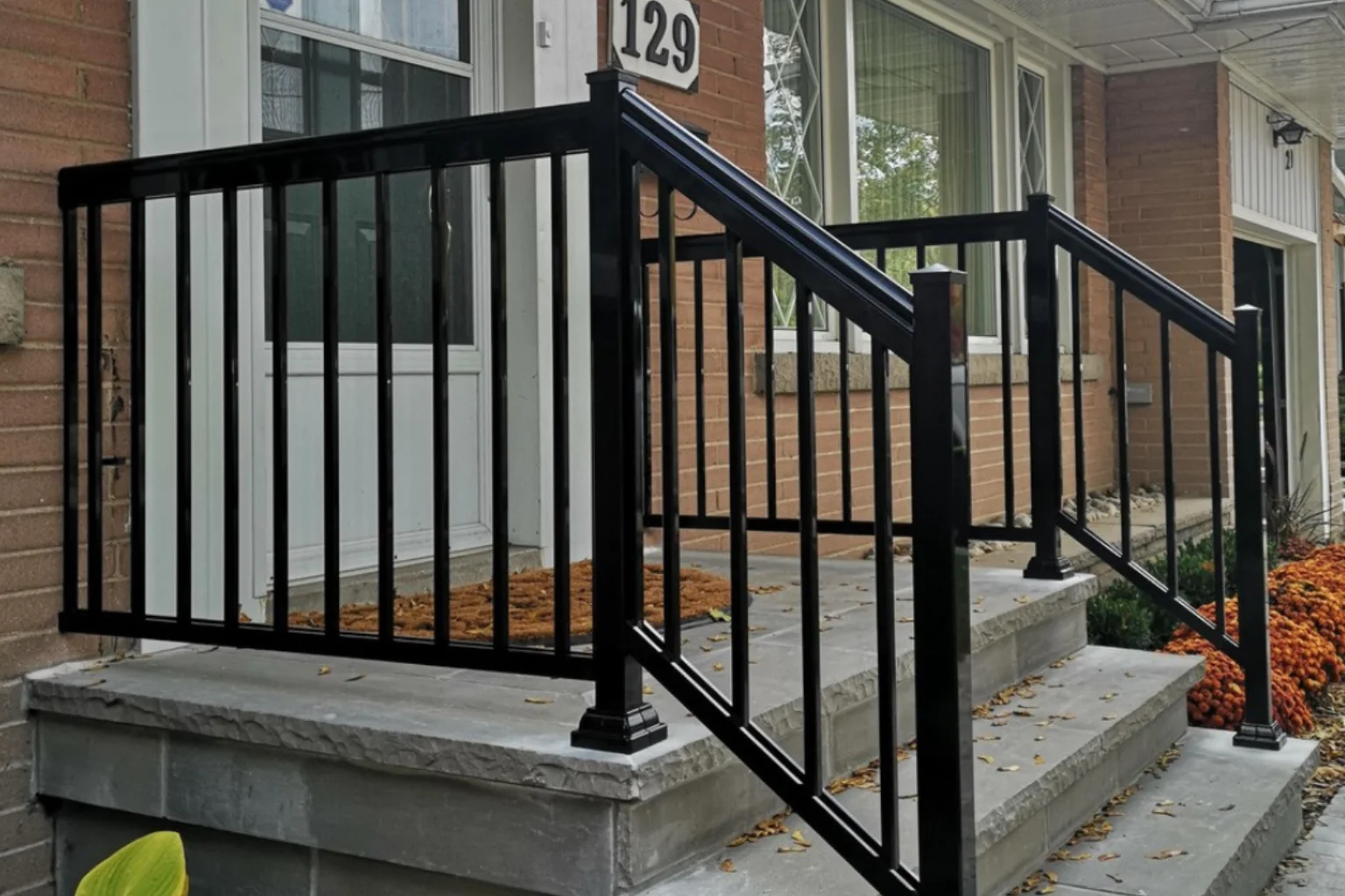 Black aluminum picket porch railing in Markham